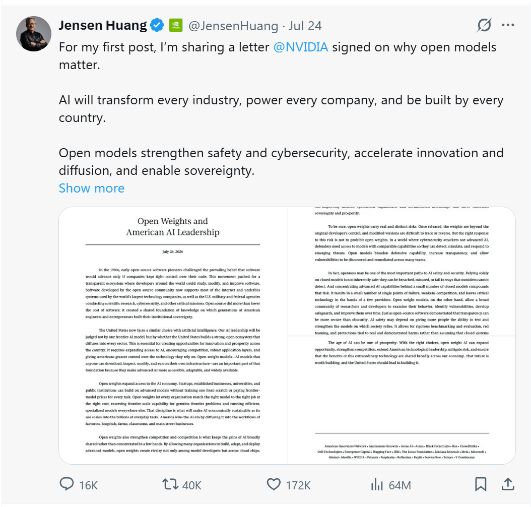 黄仁勋连发两条推，AI 圈全员站队，只有 Anthropic 在当“孤勇者”